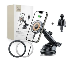 Automobilinis telefono laikiklis Tech-Protect MM15W MagSafe su belaidžiou įkrovimu 15W juodos spalvos