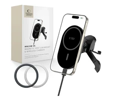 „TECH-PROTECT MM15W-V6“ magnetinis „MagSafe“ stabilus automobilio laikiklis, belaidis įkroviklis, 15 W, Juodas/Juodas