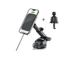 Tech-Protect MM15W-V9 automobilinis laikiklis su MagSafe prietaisų skydeliui ir oro ventiliacija 15W - Juodas