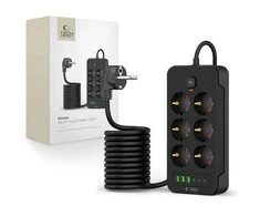 Tech-Protect PC6X6 Power Strip 6 Sockets 240V + 3xUSB-A + 3xUSB-C 200cm – Juodas