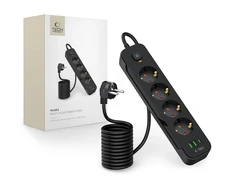 Tech-Protect PCL4X3 Power Strip 4 Sockets 240V + 2xUSB-A + 1xUSB-C 200 cm – Juodas