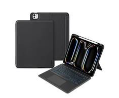 Planšetinio kompiuterio dėklas Apple iPad Pro 13.0 (7GEN) Tech-Protect SCMag Pen + klaviatūra juodos spalvos