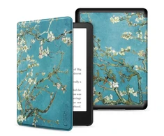 Tech-Protect SmartKindle 11 / 12 2022 / 2024 – dėklas knygų skaityklei mėlynos spalvos su sakura gėlėmis