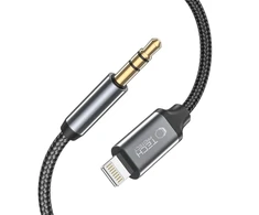 Kabelis 1m Lightning – AUX mini jack 3,5mm Tech-Protect Ultraboost juodos spalvos