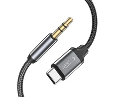 Kabelis 1m USB-C – AUX mini jack 3,5mm Tech-Protect Ultraboost juodos spalvos