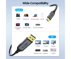 Tech-Protect UltraBoost USB-C prie DisplayPort 1.4 8K 60Hz kabelis 180cm - Juodas