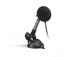 Telescopic telefono laikiklis su belaidžiu įkrovimu SBS TESUPPMAG15WLONGARM with suction cup, compatible with MagSafe - juodas