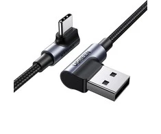 USB-C į USB-A 2.0 kampinis laidas UGREEN US176, 3A, 3m - Juodas