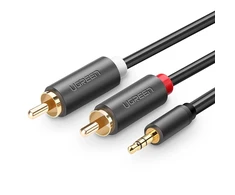 UGREEN AV102 2x RCA (Cinch) kištukai - 3.5mm lizdas kabelis 5m juodas