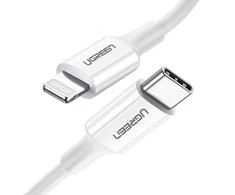 USB laidas Ugreen US171 MFi USB-C iki Lightning 3A 1.0m baltas