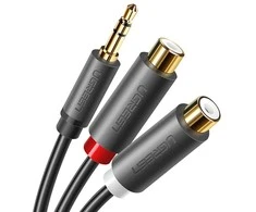 UGREEN AV109 kabelis 3.5 mm kištukas - 2xRCA (Cinch) lizdai 25cm