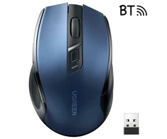 Ugreen MU006 belaidė optinė pelė USB 2.4GHz / Bluetooth 5.0 4000 DPI - mėlynos spalvos