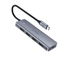 4 viename adapteris UGREEN Hub USB-C į 4x USB 3.0 + USB-C (pilkas)