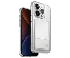 UNIQ dėklas Air Fender ID Apple iPhone 15 Pro Max 6.7″ nude skaidrus Cardslot