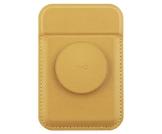 Dėklas UNIQ Flixa magnetinė piniginė kortelėms su stoveliu geltonos spalvos MagSafe