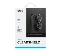Uniq Optix Clear Camera Lens Protector iPhone 16/16 Plus su aplikatoriumi - Clear Juodas