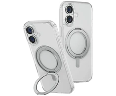 „Uniq Swivix 360“ besisukantis dėklas su atrama, skirtas „iPhone 16 Plus“ – skaidrus