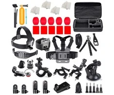 Hurtel Set of universal accessories 63 in 1 for GoPro, DJI, Insta360, SJCam, Eken sports cameras (GoPro 63 in 1 set)