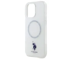 Dėklas „Us Polo Assn US Polo“ USHMP16LHOCLDPW „Apple iPhone 16 Pro 6.3“ baltos spalvos IML Ring MagSafe