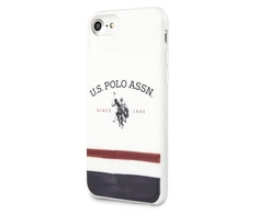 Dėklas „Us Polo Assn US Polo“ USHCI8PCSTRB „Apple iPhone 7/8/SE 2020/SE 2022“ baltos spalvos trispalvių raštų kolekcija