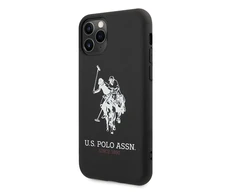Dėklas „Us Polo Assn US Polo“ USHCN65SLHRBK „iPhone 11 Pro Maxjuodos spalvos silikoninė kolekcija“