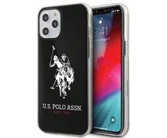 „Us Polo Assn“ blizgus „US Polo“ dėklas su dideliu logotipu, skirtas „iPhone 12 / 12 Pro 6.1“ - Juodas