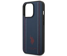 Dėklas „Us Polo Assn“ „US Polo“ USHCP14LPFAV „Apple iPhone 14 Pro 6,1“ tamsiai mėlynas odinis dygsnis