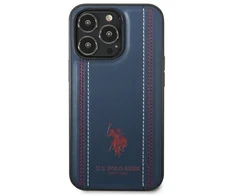 Us Polo Assn US Polo USHCP14XPFAV Apple iPhone 14 Pro Max 6.7" dėklas telefonui mėlynos spalvos Leather Stitch