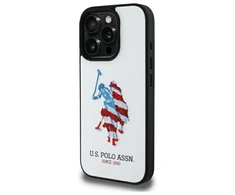 „Us Polo Assn US Polo USHCP15XPUSH“ „Apple iPhone 15 Pro Max 6,7“ baltos spalvos odinis didelis DH Amerikos vėliavos dėklas