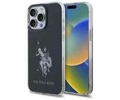 Dėklas „Us Polo Assn“ „US Polo“ USHCP15XTPUHRBK „Apple iPhone 15 Pro Max 6,7“ juodos spalvos blizgus didelis logotipas