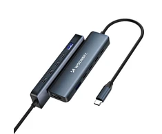 USB-C 6 in 1 Hub Wozinsky WHBC10Y4S Multifunctional, Aluminum, with 25 cm Cable – Gray