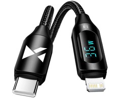 Wozinsky WUCLC2 Lightning - USB-C 36W 480Mb/s laidas 2m su ekranu - juodas