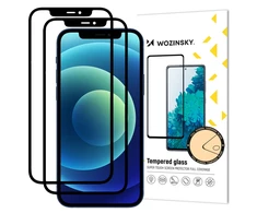 Wozinsky 2x Apsauginis stiklas Full Glue Super Tough ekrano apsauginė plėvelė, pilnai padengta rėmeliu, dėklas Draugiškas Apple iPhone 12 Pro / Apple iPhone 12 juodas