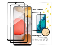 Wozinsky 2x Apsauginis stiklas Full Glue Super Tough ekrano apsauga Full Coveraged su rėmeliu Case Friendly Samsung Galaxy A42 5G juodos spalvos