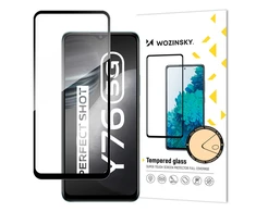 „Wozinsky Apsauginis stiklas Full Glue Super Tough“ ekrano apsauga, pilnai padengta rėmeliu, tinkamas dėklui „Vivo Y76 5G / Y76s / Y74s juodas“