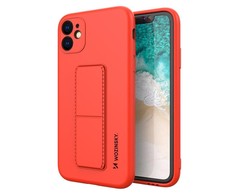Wozinsky Kickstand Case silikoninis dėklas su stovu iPhone 11 raudonas