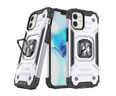 Wozinsky Ring Armor Apple iPhone 14 armored magnetic holder ring dėklas telefonui sidabrinės spalvos