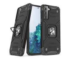 Wozinsky Ring Armor tvirtas hibridinis dėklas + magnetinis laikiklis skirtas Samsung Galaxy S22 + (S22 Plus), juodas
