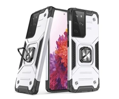 Wozinsky Ring Armor tvirtas hibridinis dėklas + magnetinis laikiklis skirtas Samsung Galaxy S22 Ultra, sidabrinis