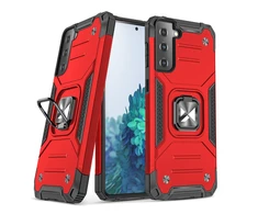 Wozinsky Ring Armor tvirtas hibridinis dėklas + magnetinis laikiklis skirtas Samsung Galaxy S22 + (S22 Plus), raudonas