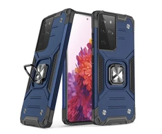 Wozinsky Ring Armor tvirtas hibridinis dėklas + magnetinis laikiklis skirtas Samsung Galaxy S22 Ultra, mėlynas