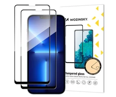 Wozinsky rinkinys 2x itin tvirtų Full Glue viso ekrano apsauginis stiklas su dėklu draugišku rėmeliu iPhone 14 Max / 13 Pro Max juodos spalvos