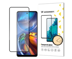 Wozinsky Super patvarus pilnai klijuojamas grūdintas stiklas viso ekrano su rėmeliu patogiu dėklu Motorola Moto E32 Juodas