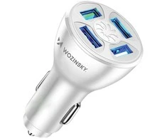 Wozinsky WCCAW 50W 4x USB-A QC automobilinis įkroviklis – baltos spalvos