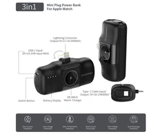 Išorinė baterija POWER BANK Wozinsky (WF16-YLS) lightning + Apple Watch Charger 5000mAh (20W) juoda