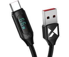 Kabelis USB A - USB C Wozinsky WUACC2 su ekranu 66W 6A 2m - juoda