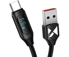 Kabelis USB A - USB C Wozinsky WUACC2 su ekranu 66W 6A 2m - juoda