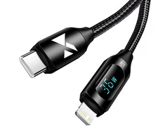 Wozinsky WUCLC1 Lightning – USB-C kabelis 36W 480Mb/s 1m – juodos spalvos