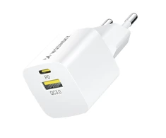 Wozinsky WWCEAC GaN USB-A USB-C 33W laidinis įkroviklis – baltos spalvos