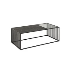 TV staliukas Black Red White Home4You Kavos staliukas STRINGTON 120x60xH40cm Juoda (MT_ACT/STO_STRING_120-BLACK)
